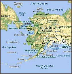 Физическая карта Аляски